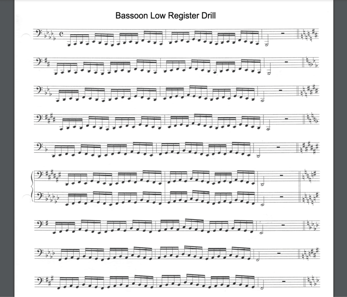 Bassoon Resource – Low Register Drill in All Minor Keys
