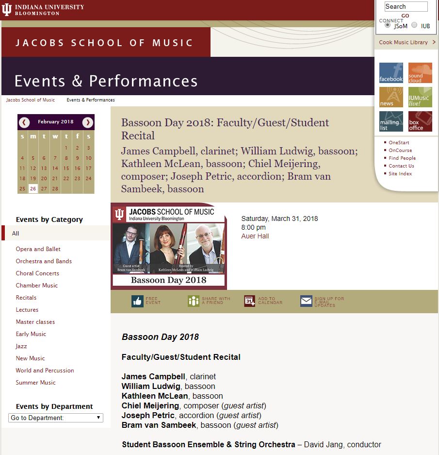 Bassoon Day 2018: Faculty/Guest/Student Recital